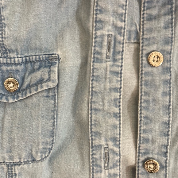 GUESS Kids Denim Chambray Jewel Logo Button Front Girl’s Dress Size L (14) - Picture 4 of 9